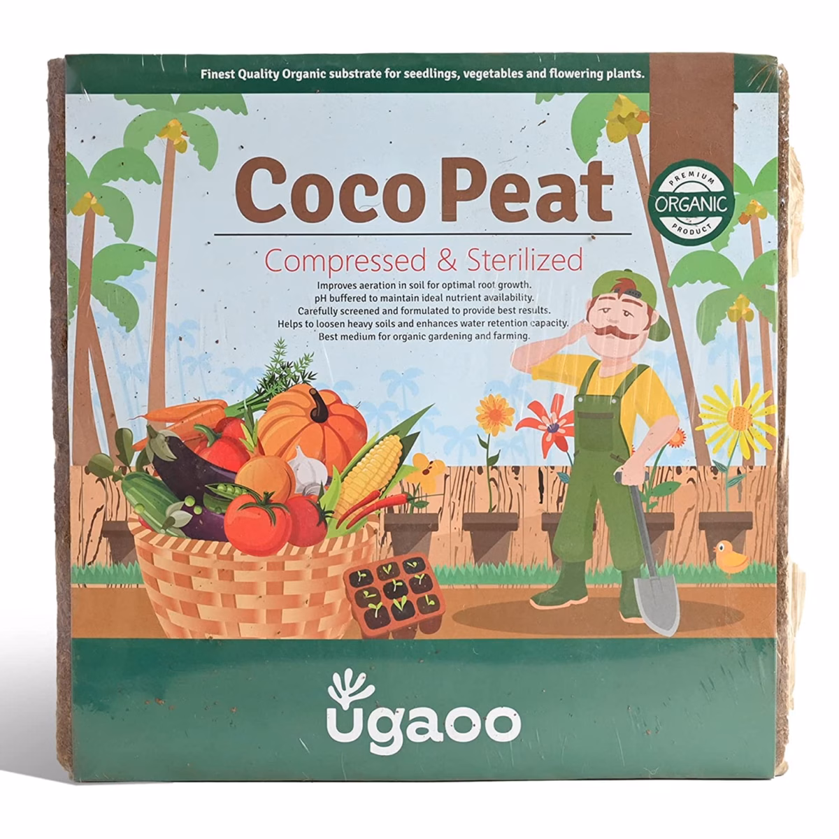 Ugaoo Cocopeat Block 5Kg | Organic Soil Substitute for Home & Garden Plants | 100% Natural Growing Medium - Image 1
