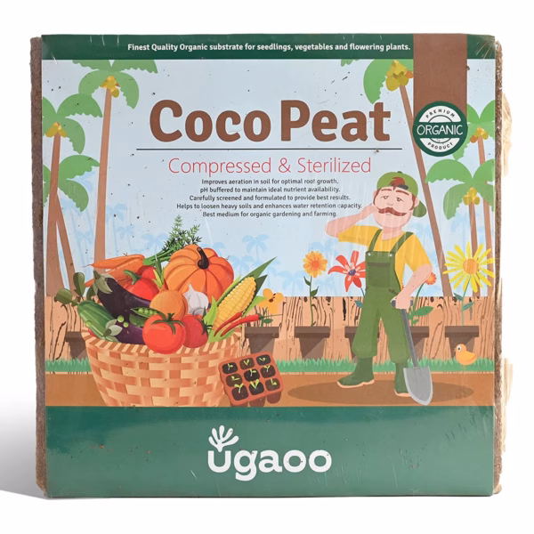 Ugaoo Cocopeat Block 5Kg | Organic Soil Substitute for Home & Garden Plants | 100% Natural Growing Medium