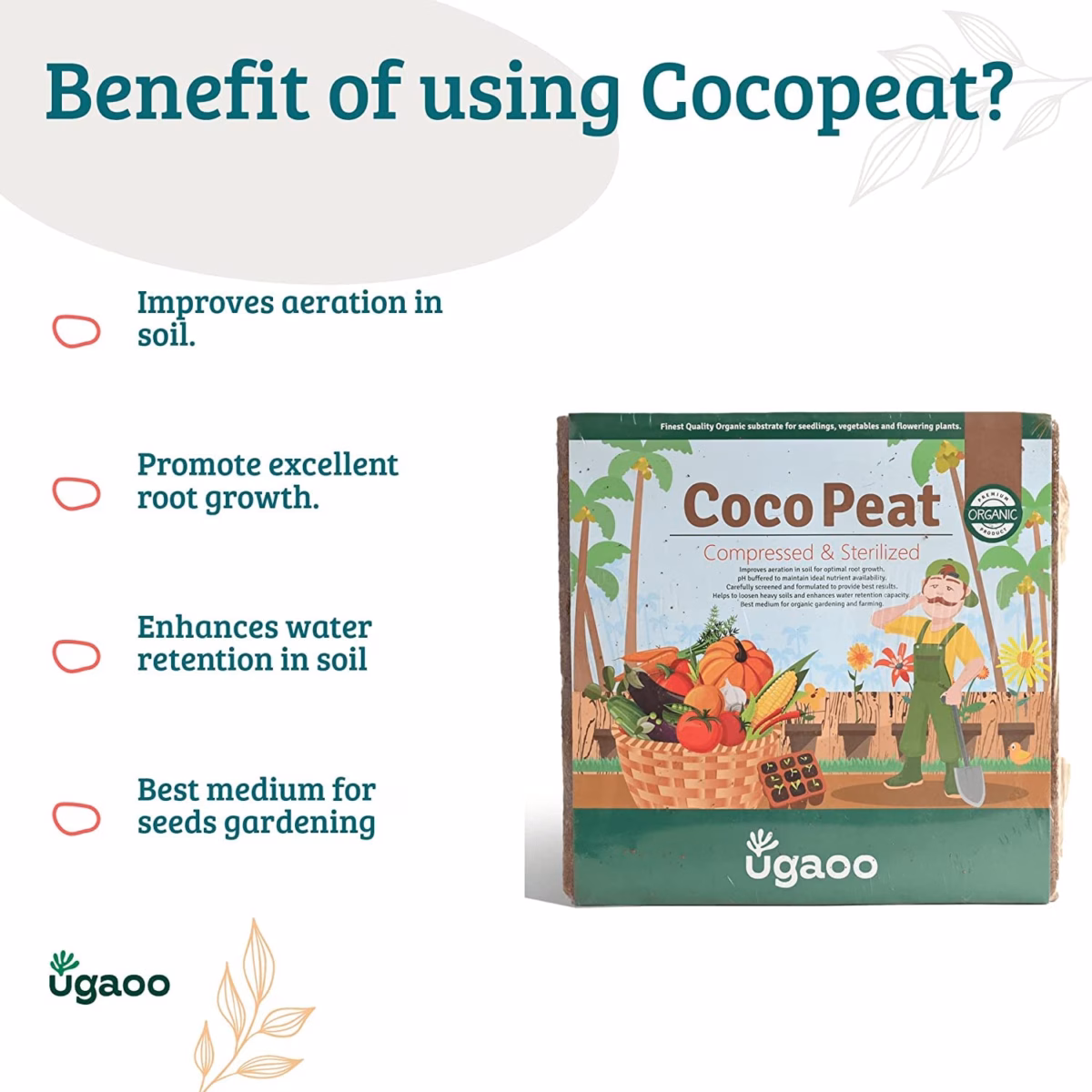 Ugaoo Cocopeat Block 5Kg | Organic Soil Substitute for Home & Garden Plants | 100% Natural Growing Medium - Image 3