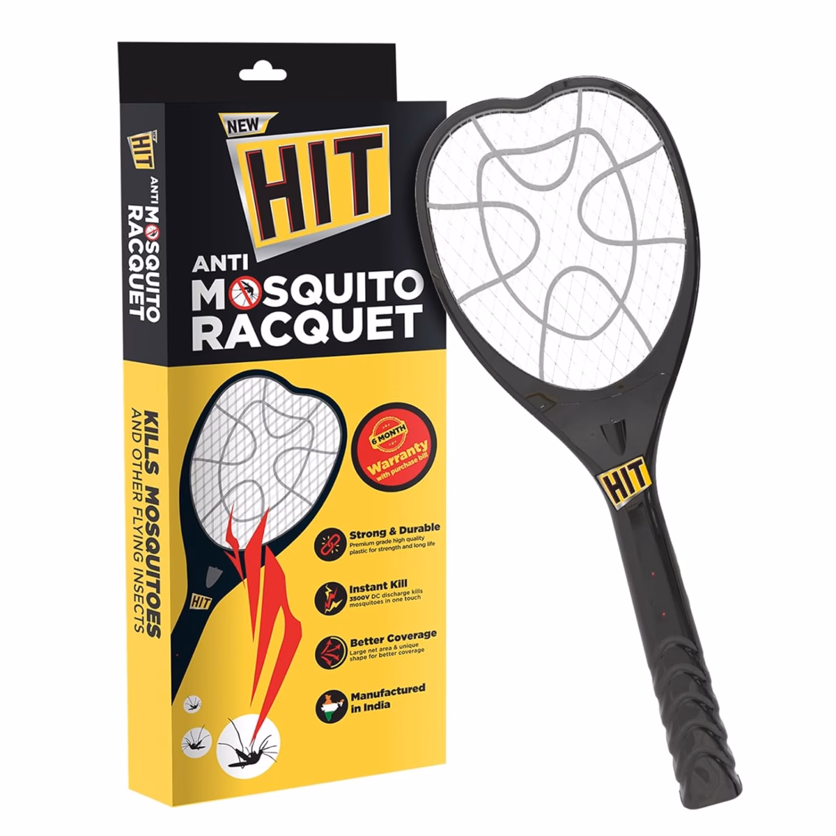 HIT Anti Mosquito Racquet | Rechargeable Mosquito Killer Bat with LED Light - Image 1
