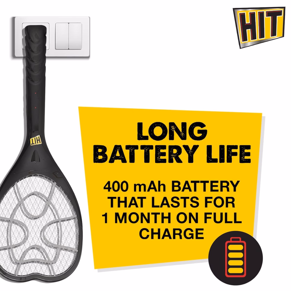 HIT Anti Mosquito Racquet | Rechargeable Mosquito Killer Bat with LED Light - Image 4